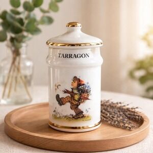 Hummel Vintage 1987 M.J. Tarragon Spice Jar ARS AG Gold Trim Porcelain